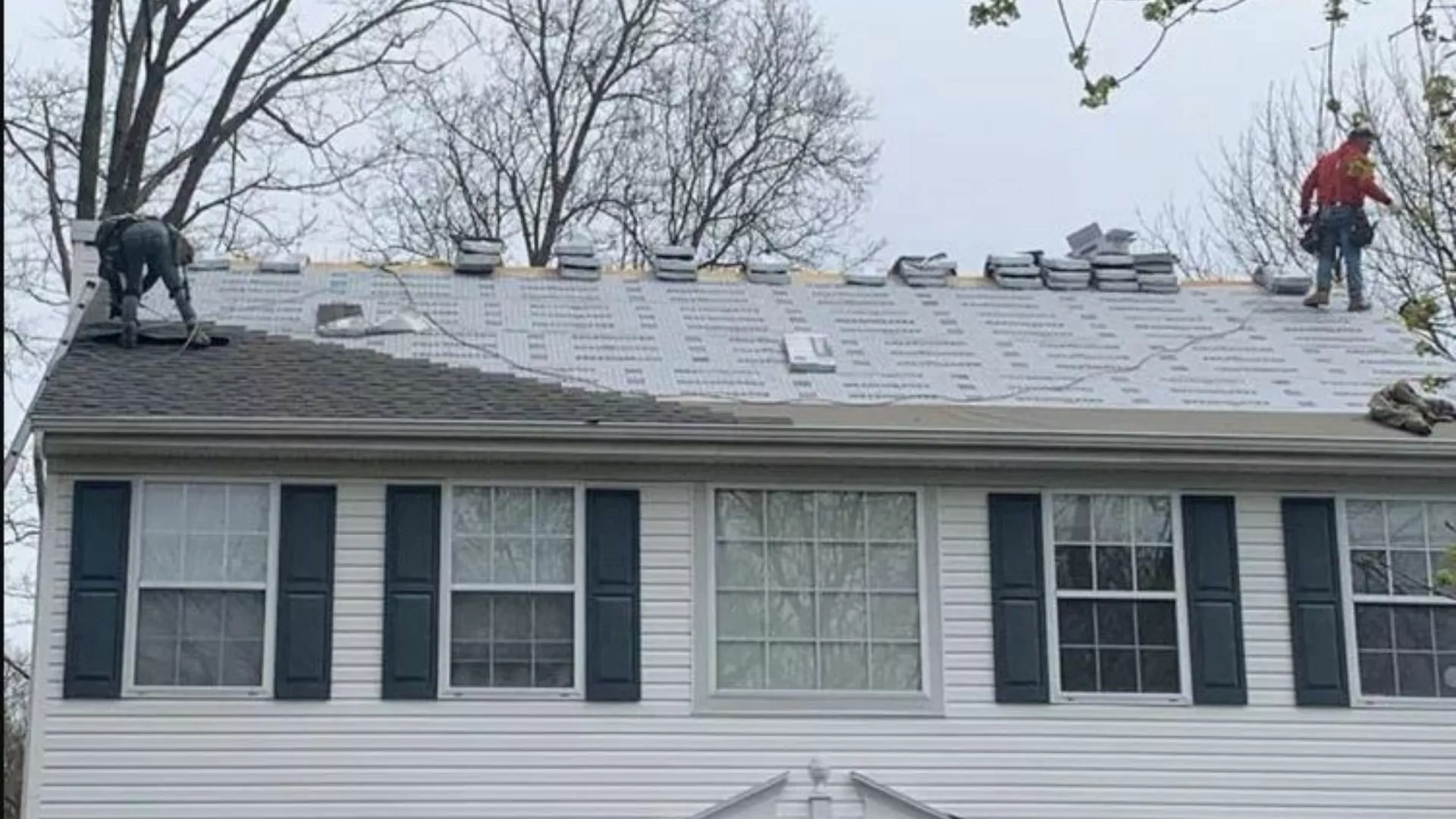 Roofing work in progress house